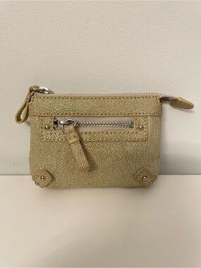 VTG NWOT CLUB MONACO Gold Metallic Zip Pouch